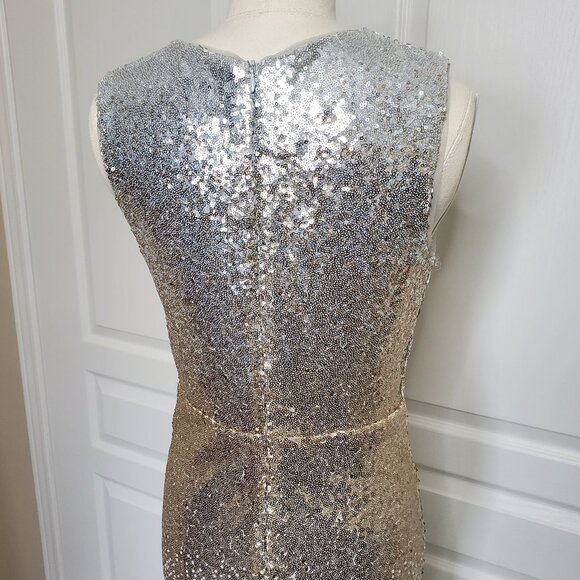 TFNC Ombre Sequin Midi Dress in Silver Golg and White Size 10 UK - Picture 7 of 8